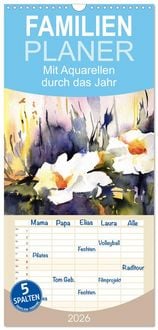 Produktbild: Familienplaner 2026 - Mit Aquarellen durch das Jahr mit 5 Spalten (Wandkalender, 21 x 45 cm) CALVENDO