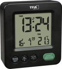Produktbild: TFA Dostmann 60.2567.01 Funk Wecker Schwarz Alarmzeiten 1