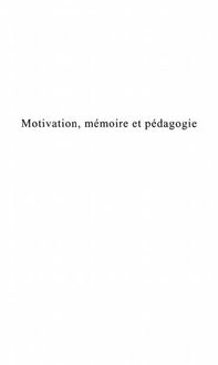 Produktbild: Motivation, memoire et pedagogie