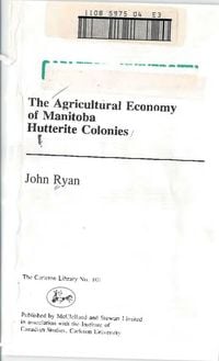 Produktbild: Agricultural Economy of Manitoba Hutterite Colonies