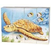 Produktbild: Goki 57418 - W&uuml;rfelpuzzle Australische Tiere, 12-teilig, Holz
