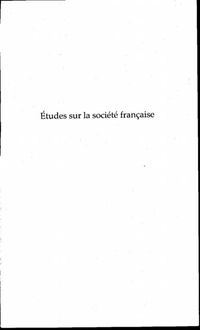 Produktbild: Etudes sur la societe francaise