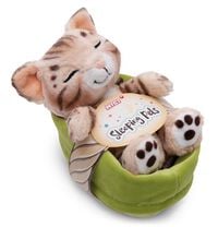 Produktbild: Nici 49747 - Sleeping Pets, Katze Bengal 12cm, schlafend im K&ouml;rbchen (gr&uuml;n), Pl&uuml;sch, GREEN