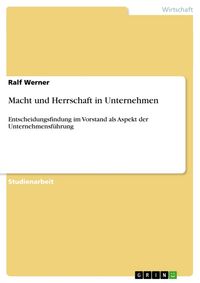 Produktbild: Macht und Herrschaft in Unternehmen