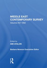 Produktbild: Ayalon, A: Middle East Contemporary Survey, Volume Xvi, 1992