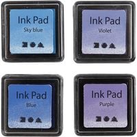 Produktbild: Creativ Company Stempelkissen, H 2 cm, Gr&ouml;&szlig;e 3,5x3,5 cm, Blau, Himmelblau, Flieder, Violett, 4 Stk
