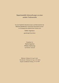 Produktbild: Experimentelle Untersuchungen an einer axialen Turbinenstufe