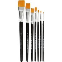Produktbild: Creativ Company Gold Line Pinsel, Nr. 0+2+4+8+12+16+20, L 16,5-21 cm, B 1-7 mm, Flach, 7 Stk