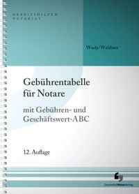 Produktbild: Geb&uuml;hrentabelle f&uuml;r Notare