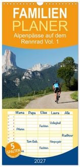 Produktbild: Familienplaner 2027 - Alpenp&auml;sse auf dem Rennrad Vol. 1 mit 5 Spalten (Wandkalender, 21 x 45 cm) CALVENDO