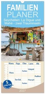 Produktbild: Familienplaner 2027 - Seychellen: La Digue und Mah&eacute; - zwei Trauminseln mit 5 Spalten (Wandkalender, 21 x 45 cm) CALVENDO