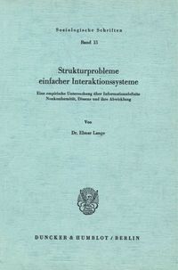 Produktbild: Strukturprobleme einfacher Interaktionssysteme.