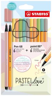 Bild vom Artikel Stabilo Fineliner Pen 68 & Filzstifte point 88® Pastellove 12er Set vom Autor 