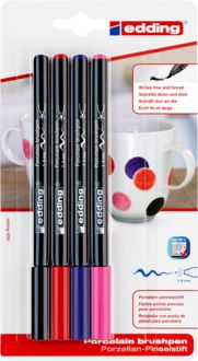 Produktbild: edding 4200 Porzellan Pinselstifte 1-4mm 4er Set