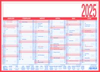 'Arbeitstagekalender 2025 - A4 (29 x 21 cm) - 6 Monate auf 1 Seite - Tafelkalender - auf Pappe 