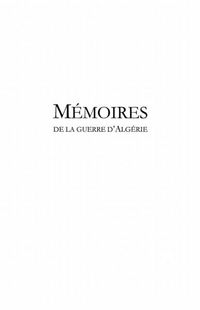 Produktbild: Memoires de la guerre d'Algerie