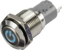 Produktbild: TRU COMPONENTS 1303018 LAS2GQF-11ZDT/B/12V/S/P Druckschalter 48 V/DC 2 A 1 x Ein/Ein rastend Blau IP65 1 St.