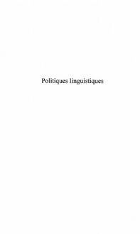 Produktbild: Politiques Linguistiques