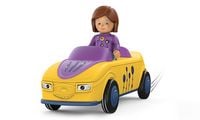 Produktbild: SIKU 0104 - Toddys, Zoe Zoomy, Spielzeugauto mit R&uuml;ckziehmotor und Spielfigur, gelb/lila
