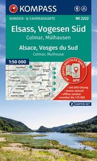 Produktbild: KOMPASS Wanderkarten-Set 2222 Elsass, Vogesen S&uuml;d / Alsace, Vosges du Sud, Colmar, M&uuml;lhausen / Mulhouse (2 Karten) 1:50.000