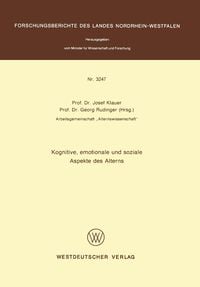 Produktbild: Kognitive, emotionale und soziale Aspekte des Alterns