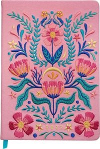 Produktbild: Taschenkalender A5 2027: Bl&uuml;tenmotiv, bestickt, rosa