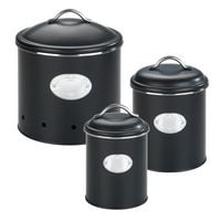 Produktbild: Aufbewahrungsdose Mod. Nero Set, 3-teilig, Vorratsdosen aus lackiertem Metall, Schwarz