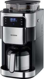 Produktbild: Severin Filterkaffeemaschine mit Mahlwerk und Edelstahl-Thermokanne, Kaffeemaschine Schwarz, Edelstahl (geb&uuml;rstet