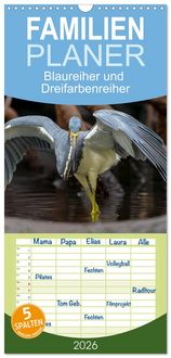 Produktbild: Familienplaner 2026 - Blaureiher und Dreifarbenreiher mit 5 Spalten (Wandkalender, 21 x 45 cm) CALVENDO