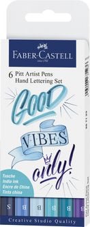 Produktbild: Faber-Castell Tuschestifte Pitt Artist Pens Hand Lettering, Blaut&ouml;ne, 6er Etui