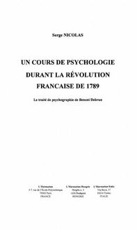 Produktbild: Cours de psychologie durant larevolutio