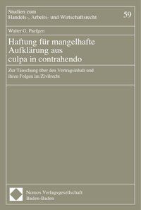 Produktbild: Haftung f&uuml;r mangelhafte Aufkl&auml;rung aus culpa in contrahendo