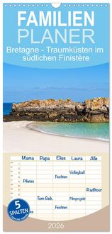 Produktbild: Familienplaner 2026 - Bretagne - Traumk&uuml;sten im s&uuml;dlichen Finist&egrave;re mit 5 Spalten (Wandkalender, 21 x 45 cm) CALVENDO