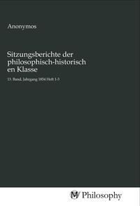 Produktbild: Sitzungsberichte der philosophisch-historischen Klasse