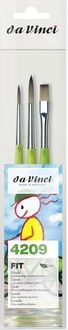 Produktbild: da Vinci Pinselset Starterset f&uuml;r Schule und Kindergarten, Synthetik mit gr&uuml;nem Griff, Pinsel 3er Set