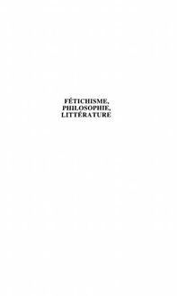 Produktbild: Fetichisme philosophie litterature