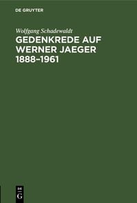 Produktbild: Gedenkrede auf Werner Jaeger 1888-1961
