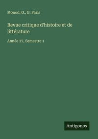 Produktbild: Revue critique d'histoire et de litt&eacute;rature