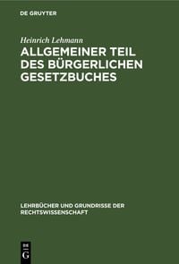 Produktbild: Allgemeiner Teil des B&uuml;rgerlichen Gesetzbuches
