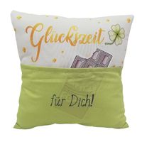 Produktbild: Kissen 25 x 25 cm mit Tasche, Gl&uuml;ck ist Zeit