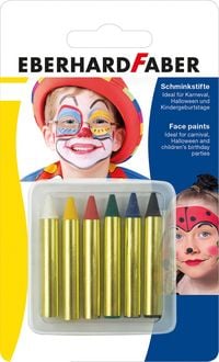 Produktbild: Eberhard Faber 579106 - Schminkstifte 6er Set, inkl. Deutschland FAN Farben: schwarz, rot, gelb (gold)