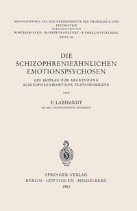 Produktbild: Die Schizophrenie&auml;hnlichen Emotionspsychosen