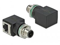 Produktbild: Delock M12 / RJ45 Netzwerk Adapter [1x M12-Stecker - 1x RJ45-Buchse] Schwarz