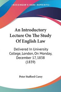 Produktbild: An Introductory Lecture On The Study Of English Law
