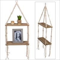 Produktbild: Holz-Wandregal mit Makramee