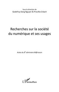 Produktbild: Recherches sur la societe du numerique et ses usages