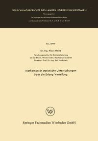 Produktbild: Mathematisch-statistische Untersuchungen &uuml;ber die Erlang-Verteilung