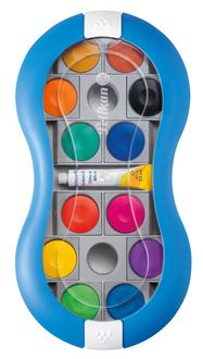 Pelilan Deckfarbkasten Space+ blau, 12 Farben und 1 Tube Deckweiß