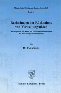 Produktbild: Rechtsfragen der R&uuml;cknahme von Verwaltungsakten.