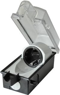 Produktbild: InterB&auml;r 9015-001.01 Aufputz-Steckdose abschlie&szlig;bar IP44 Schwarz, Transparent